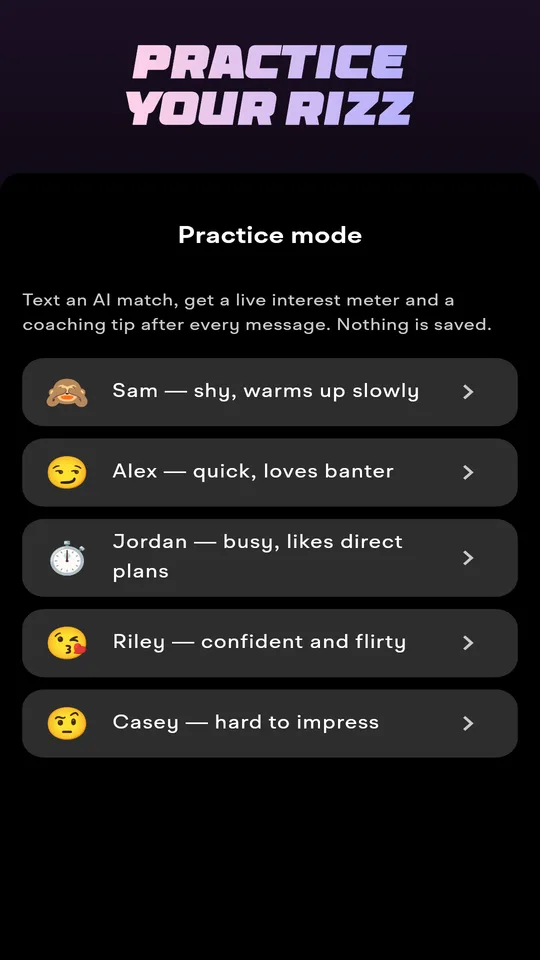 Practice mode with AI matches to chat with