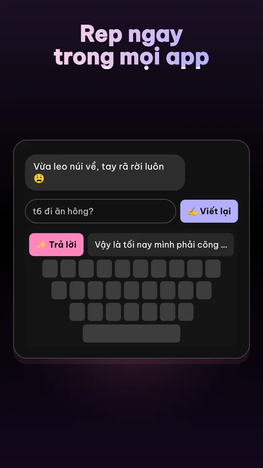 Bàn phím Wingman gợi ý câu trả lời ngay trong app chat