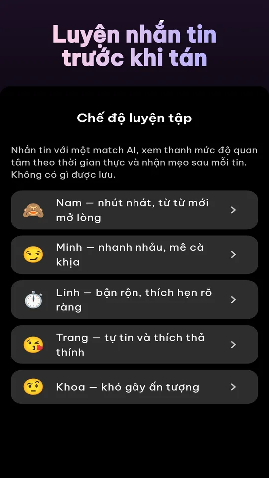 Chế độ luyện tập với các match AI